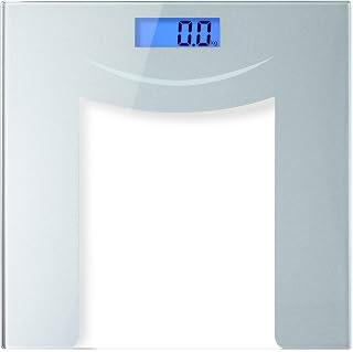 Digital Bathroom Scale for Accurate Body Weight – Ultra Thin, Silver and Glass Scale – Auto Step On Design – 4 Precision Weight Sensors – Batteries Included