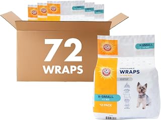 Arm & Hammer X-Small Male Dog Belly Band Wraps, 12 Count, 6-Pack