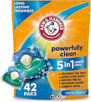 Arm & Hammer Clean Burst 5-in-1 Laundry Detergent Power Paks, 42 Count