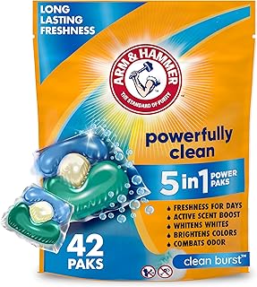 Arm & Hammer Clean Burst 5-in-1 Laundry Detergent Power Paks, 42 Count