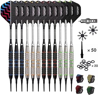 Turnart Darts Plastic Tip 12 Pcs 18 Grams Professional Soft Tip Darts Set