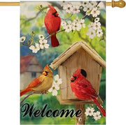 Artofy Welcome Summer Cardinal Red Birds Home Decorative House Flag