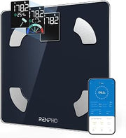RENPHO Body Fat Scale, Smart Scale with Large Colored VA Display, Digital Bathroom Weighing Machine, BMI Scale, Accurate Body Composition Monitor with Bluetooth App, 400lbs, Elis 1