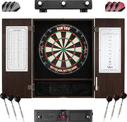 Viper AIM 360 Dartboard, Metropolitan Espresso Cabinet, Throw Line Light, Dartboard Lights, and Darts with Spare Flights