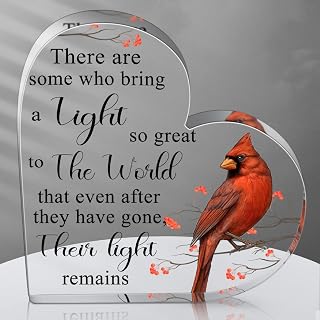 Red Cardinal Memorial Gift Acrylic Heart Sympathy, Classic Style