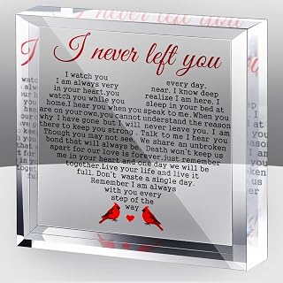 Sympathy Gifts Plaque for Loss of Loved One Acrylic Cardinal Gift I Never Left You Memorial Bereavement Condolence Remembrance Table Sign for Grief Grieving Father Mother Keepsake Paperweight