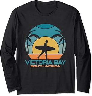 Victoria Bay Surfing Beach Retro Surfing Summer Vacation Long Sleeve T-Shirt