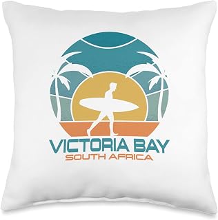 Victoria Bay Surfing Beach Retro Surfing Summer Vacation Throw Pillow