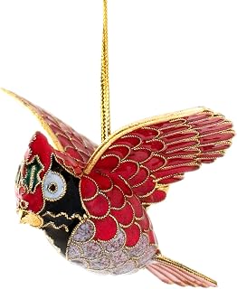Value Arts Handmade Cloisonne Bright Red Cardinal Ornament