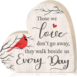 Jetec Sympathy Gift Memorial Wooden Heart for Loss of Loved One, Cardinal