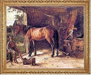 Hugh Newell The Blacksmith Shop - 20" x 25" Premium Canvas Print with Antique Gold Finish Frame