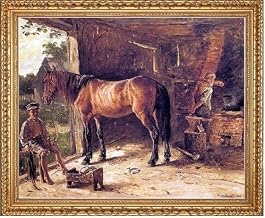 Hugh Newell The Blacksmith Shop - 20" x 25" Premium Canvas Print with Antique Gold Finish Frame