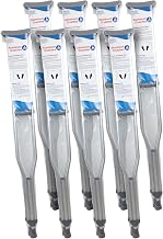 Aluminum Crutches-Tall, Mobility Aid has Push-Button Height Adjustment, Cushioned Underarm & Comfortable Hand Grips, 300 Pound Weight Capacity, Silver, 8 Pairs Dynarex Aluminum Crutches-Tall