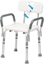 Dynarex 10322-4 Shower Chair with Removable Back and Arms, White, 21.5" Length, 18.75" Width, 30.25" Height, Pack of 4