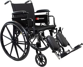 Dynarex DynaRide Series S4 X-Lite Wheelchair with Flip Desk Arm ELR, Silver Vein, 20" x 16", 300 lbs Capacity