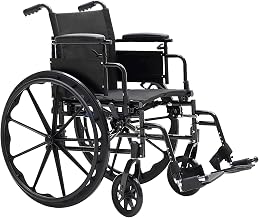 Dynarex DynaRide Series S4 X-Lite Lightweight Transport Wheelchair - Adjustable Height, Flip Desk Arm - 20" x 16", 300 lbs Capacity