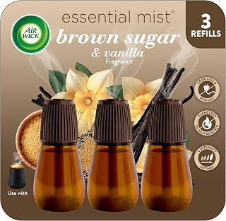 Air Wick Essential Mist Diffuser Oil Refill, Brown Sugar & Vanilla, 3Ct