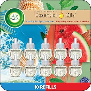 Air Wick Plug In Refills, Calming Sea Spray & Fresh Watermelon,10 count