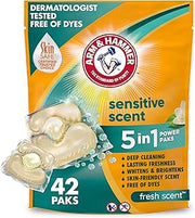 Arm & Hammer Sensitive Skin Laundry Detergent Paks, Fresh Scent, 42 Count