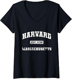 Womens Harvard Massachusetts MA vintage state Athletic style V-Neck T-Shirt