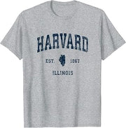 Harvard Illinois IL Vintage Athletic Navy Sports Design T-Shirt