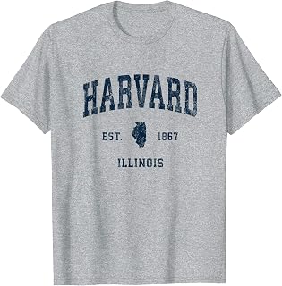 Harvard Illinois IL Vintage Athletic Navy Sports Design T-Shirt