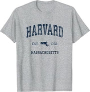 Harvard Massachusetts MA Vintage Athletic Navy Sports Design T-Shirt