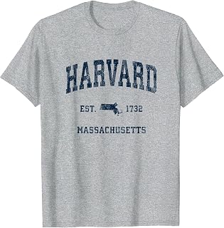 Harvard Massachusetts MA Vintage Athletic Navy Sports Design T-Shirt