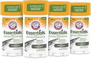 Arm & Hammer Essentials Charcoal Deodorant for Men and Women, 4-Pack