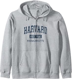 Harvard Massachusetts MA Vintage Athletic Sports Design Zip Hoodie