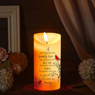 Gerrii Flameless Cardinal Memorial Sympathy Candle LED Battery,Memorial Style