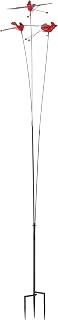 12 Feet Tall Rustic Three Cardinal Birds Large Swaying Garden Stake, Metal Animal Wind Sculpture Decorative Yard Art