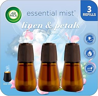 Air Wick Essential Mist Diffuser Oil Refill, Linen & Petals, 3 Count