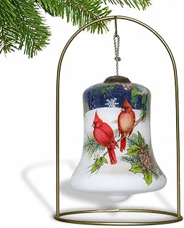 Dual Cardinals Hand Painted Mouth Blown Glass Ornament