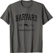 Harvard Massachusetts MA Vintage Athletic Black Sports Desig T-Shirt
