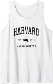 Harvard Massachusetts MA Vintage Athletic Black Sports Desig Tank Top