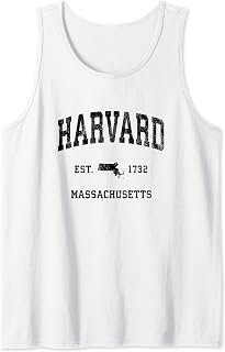 Harvard Massachusetts MA Vintage Athletic Black Sports Desig Tank Top