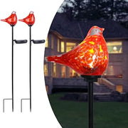 Afirst Outdoor Solar Garden Lights, Hand Blown Glass Cardinal Yard Stake