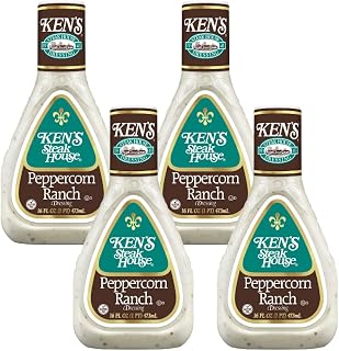 Ken's Steak House Peppercorn Ranch Dressing (Peppercorn Ranch, 16 Fl Oz, Pack of 4)