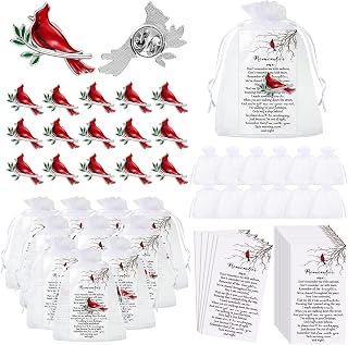 30 Sets Cardinal Pins Bulk Funeral Favors with Cards