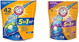Bundle of Arm & Hammer OxiClean 5-in-1 Laundry Detergent Power Paks, 42 Count + OxiClean With Odor Blasters Laundry Detergent 5-in-1 Power Paks, 42CT