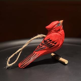 Wooden Northern Cardinal Figurine 4.9”W Hanging Decor Gift