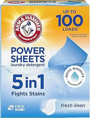 Arm & Hammer 5-in-1 Power Sheets Laundry Detergent, Fresh Linen, 50 Count