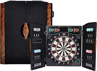 Electronic Dart Board, Digital Soft Tip Dart Boards, Decorative Dart Board Cabinet Set, with 12 Soft Tip Dart Board and 150 Dart Head, 51 x 6.2 x 59.6 cm