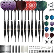 Shot Taker Co. Plastic Tip - Soft Tip Darts Set - 12 Pcs with 100 Extra Dart Tips 24 Flights Flight Protectors and Wrench for Electronic Dart Board