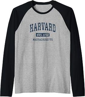 Harvard Massachusetts MA Vintage Athletic Sports Design Raglan Baseball Tee