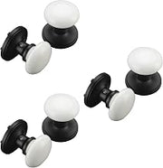 NCL White Door Knobs, 3 Pack Round Passage Door Knob, Matte Black Keyless Door Handles, Porcelain Door Levers