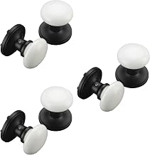NCL White Door Knobs, 3 Pack Round Passage Door Knob, Matte Black Keyless Door Handles, Porcelain Door Levers