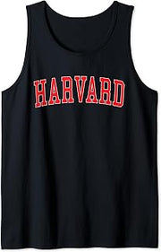 Vintage Harvard IL Distressed Red Varsity Style Tank Top