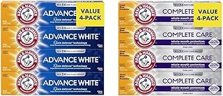 Arm & Hammer Advance White Toothpaste, Clean Mint Flavor, Stain Defense Technology, 6.0oz (4-Pack) & Complete Care Toothpaste, Fresh Mint Flavor, Whole Mouth Protection, 6.0oz (4-Pack)